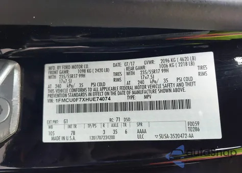 2017 Ford Escape S from USA, damaged, VIN 1FMCU0F7XHUE74074